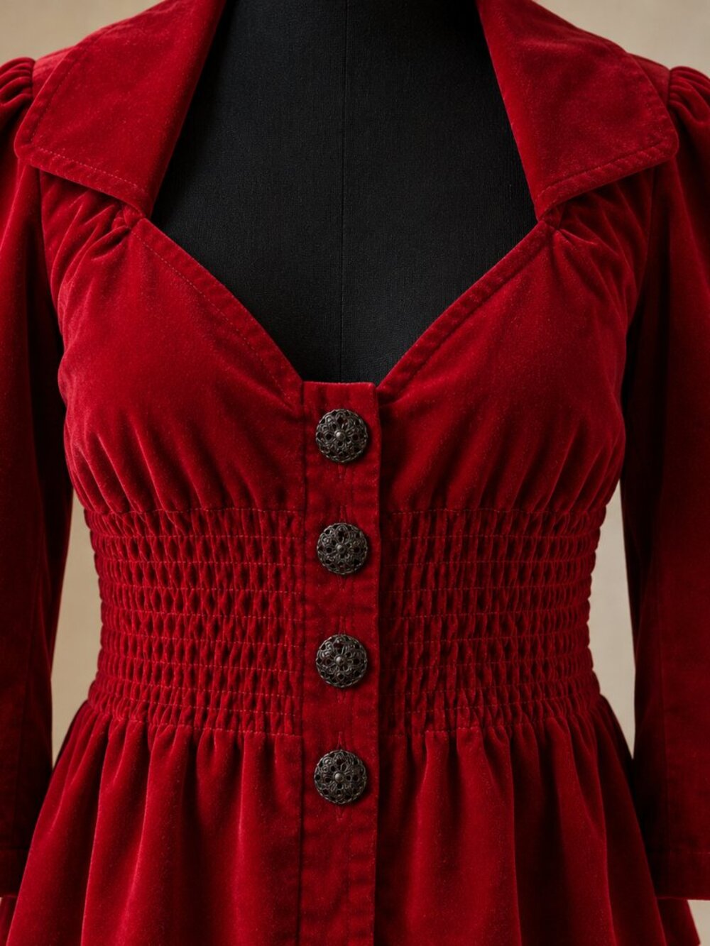 Anthropologie Red Velvet Peplum Blazer - Picture 2 of 8